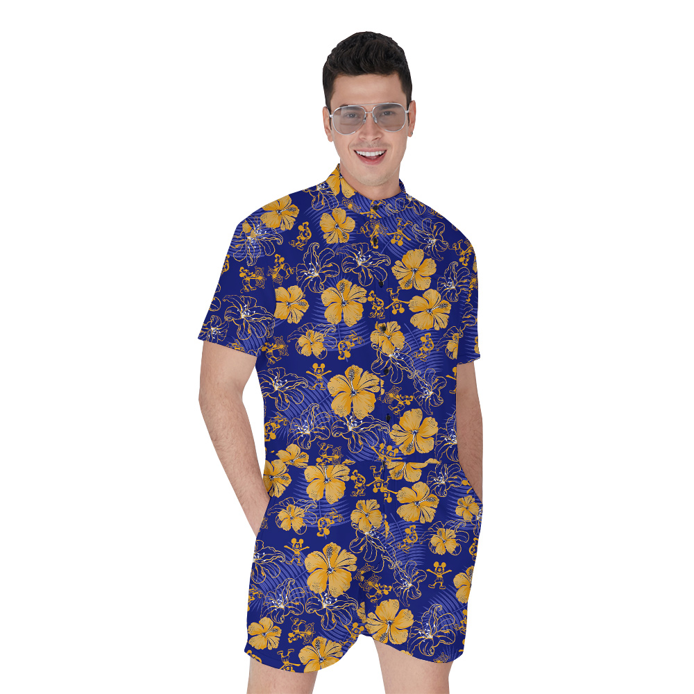 Classic Mickey Steamboat Willie Floral Men's Hawaiian Romper - variant image 1