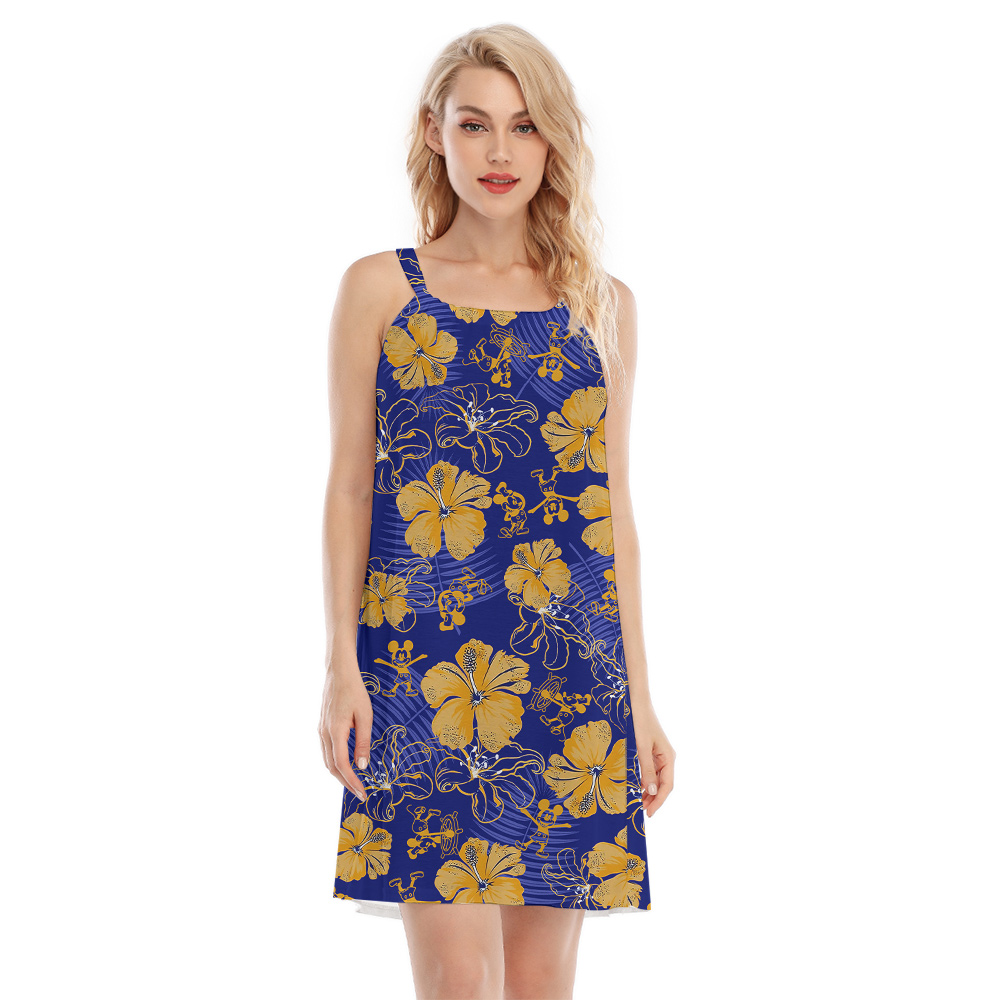 Steamboat Willie Mickey Hibiscus Navy Luau Dress - variant image 1