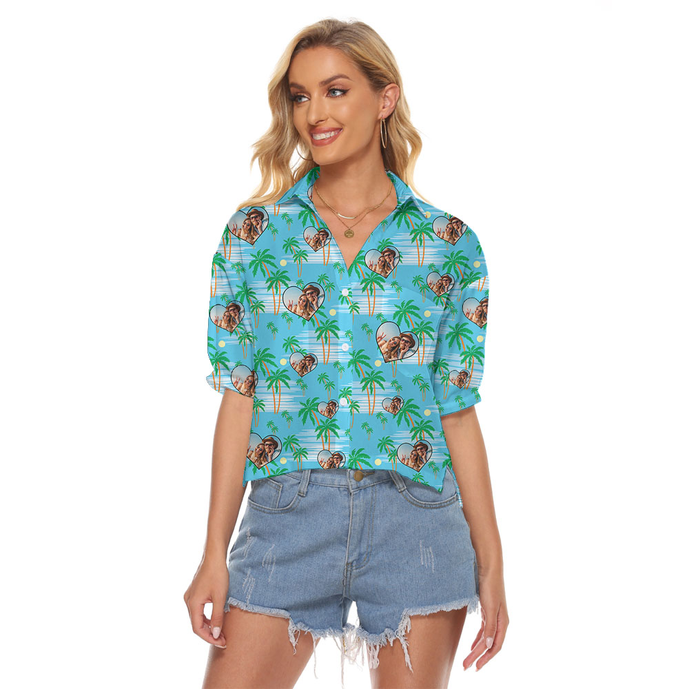 Custom Women's Hawaiian Shirt With Photo Heart - variant image 1