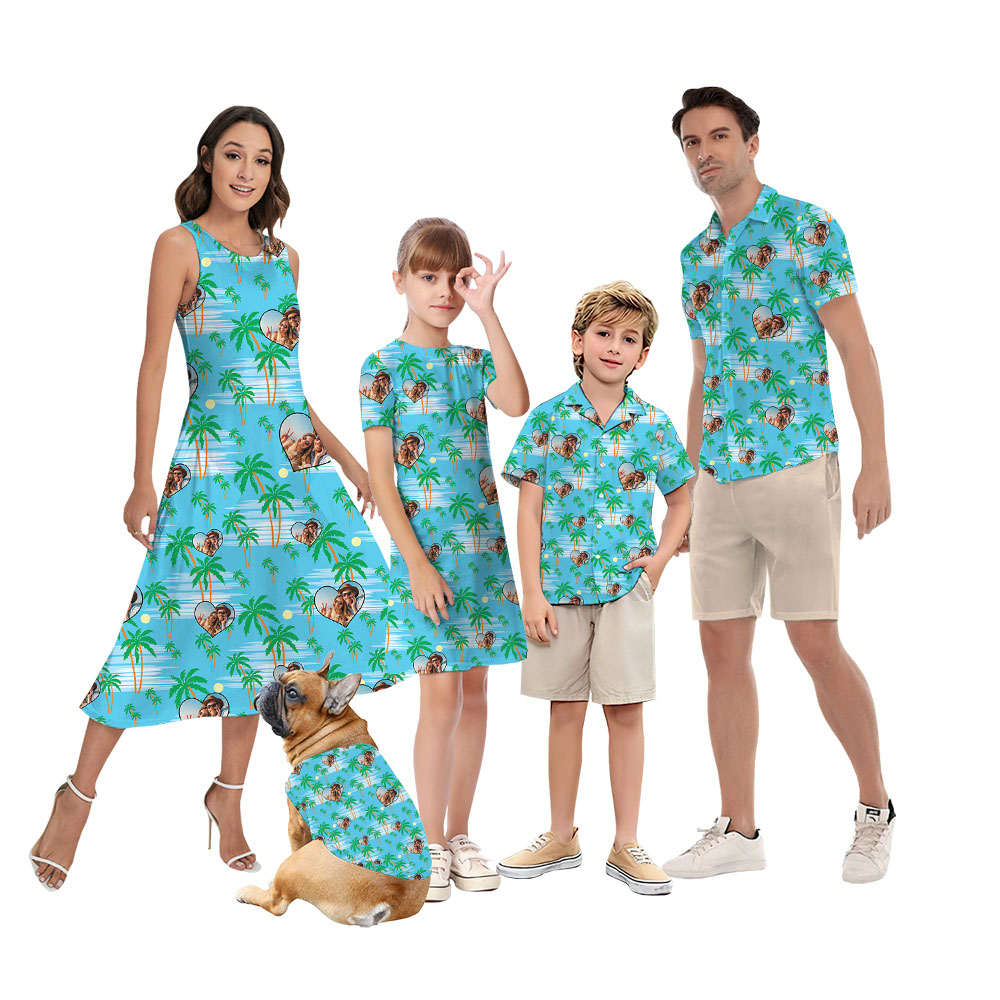 Cute Family Aloha Wear With Custom Photo In Heart - variant image 1