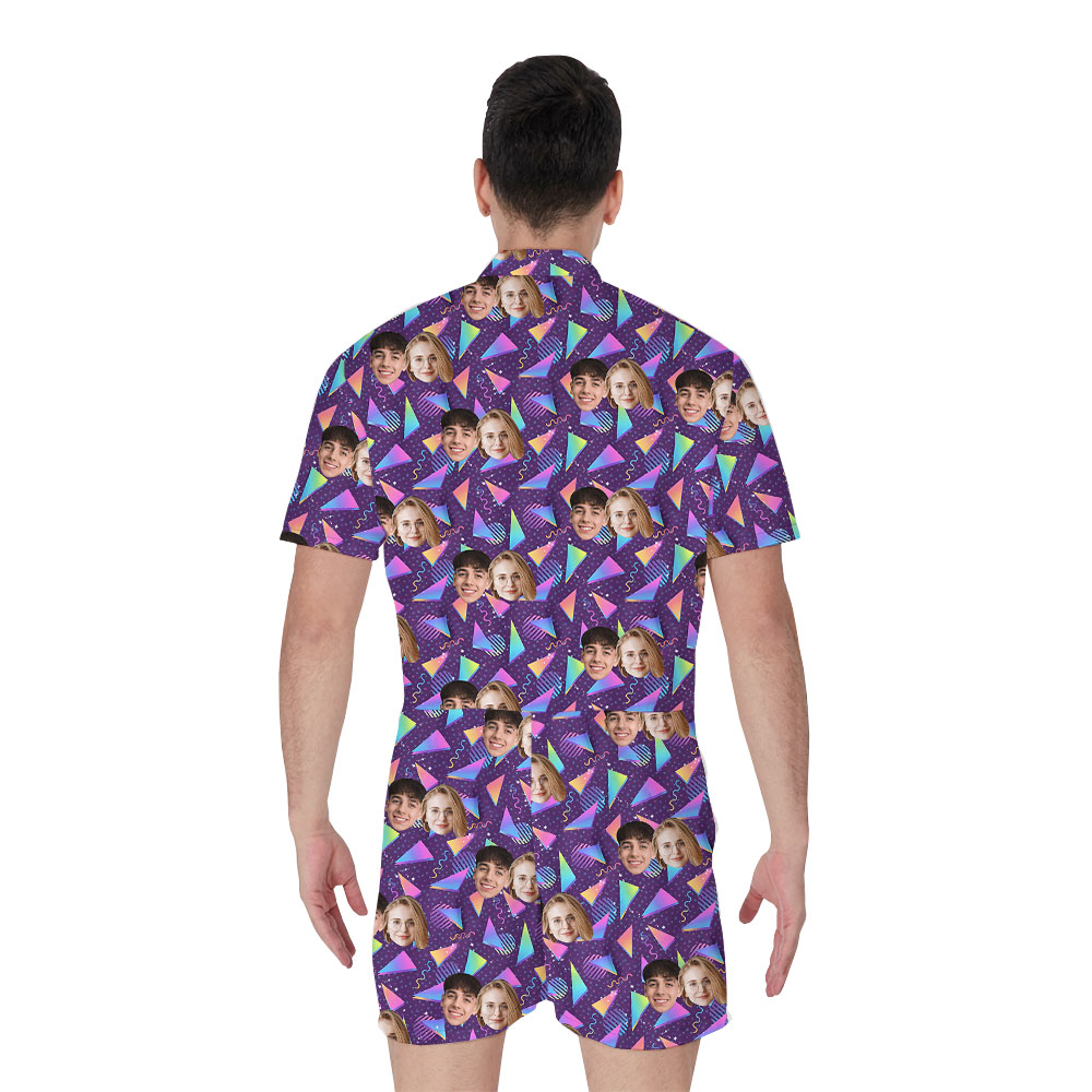 Custom Face Vaporwave Arcade Male Romper