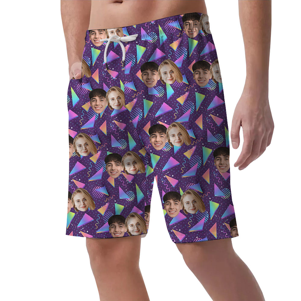 Vaporwave Arcade Carpet Men's Shorts With Multiple Faces