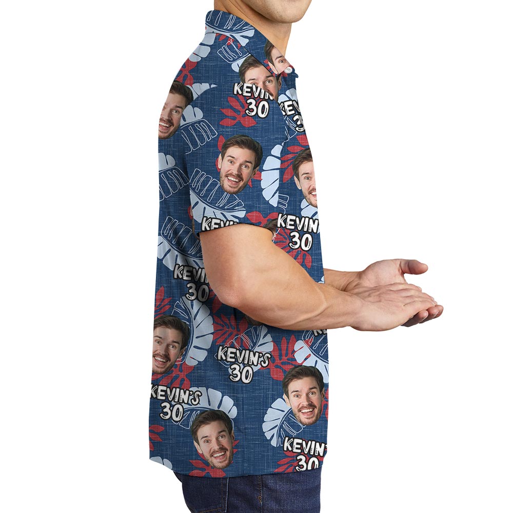 Personalized Men's Polo Tropical Shirt With Face And Age