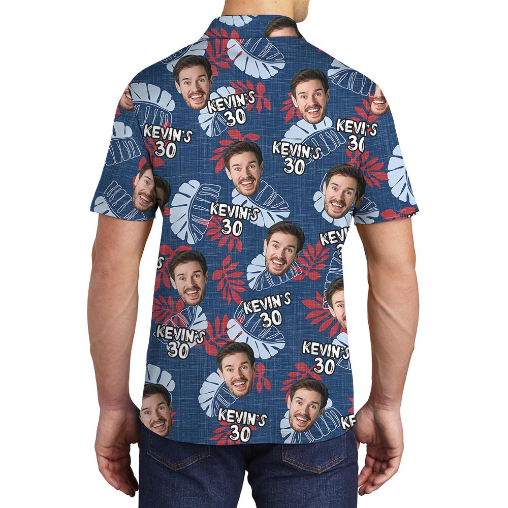 Personalized Men's Polo Tropical Shirt With Face And Age