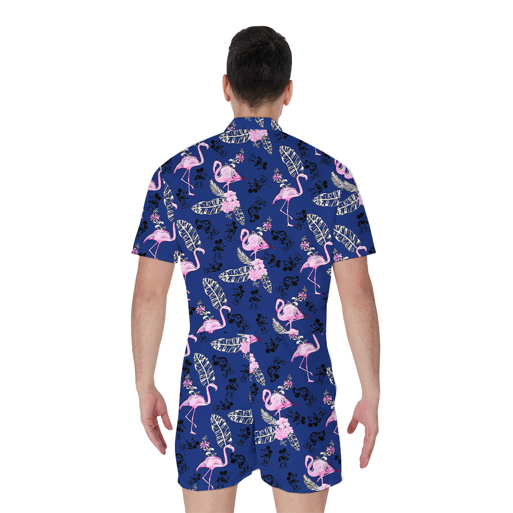 Steamboat Willie Mickey Flamingo Floral Men's Romper