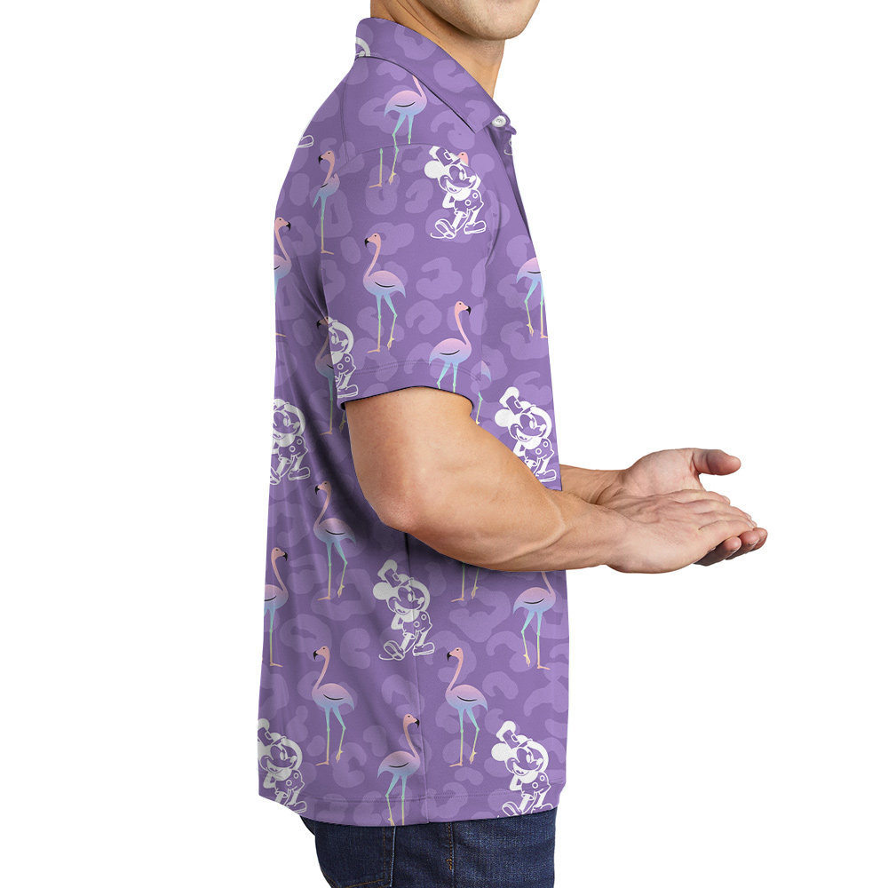 Steamboat Willie Mickey Purple Flamingo Men's Polo Shirt