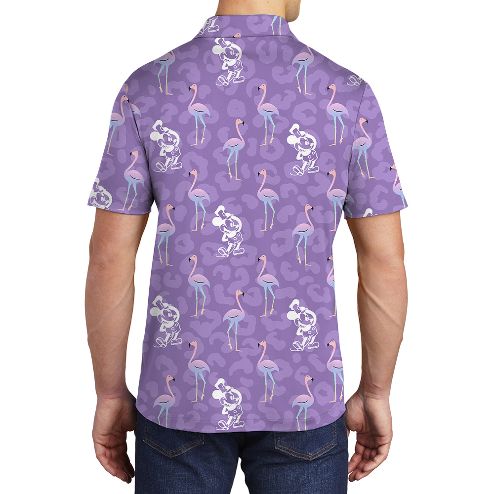 Steamboat Willie Mickey Purple Flamingo Men's Polo Shirt