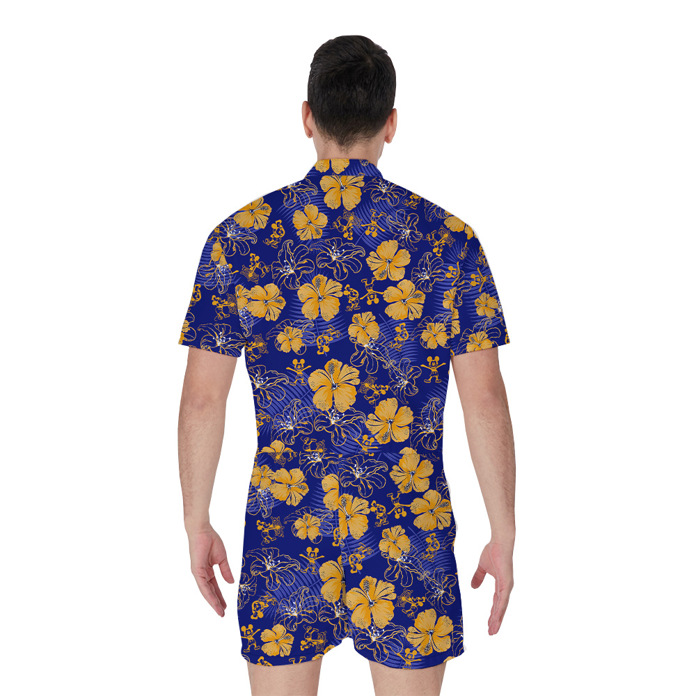 Classic Mickey Steamboat Willie Floral Men's Hawaiian Romper