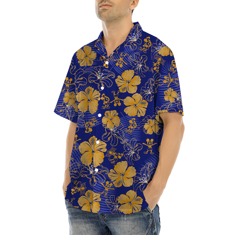 Steamboat Willie Mickey Classic Floral Hula Shirt For Men