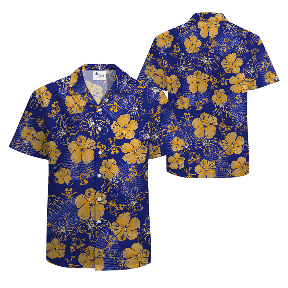 Steamboat Willie Mickey Classic Floral Hula Shirt For Men
