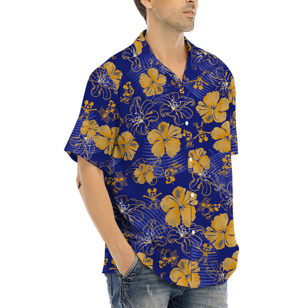 Steamboat Willie Mickey Classic Floral Hula Shirt For Men