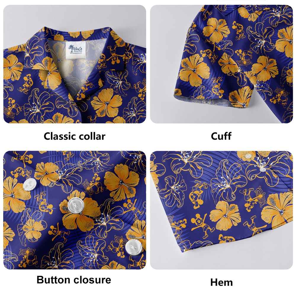 Steamboat Willie Mickey Classic Floral Hula Shirt For Men