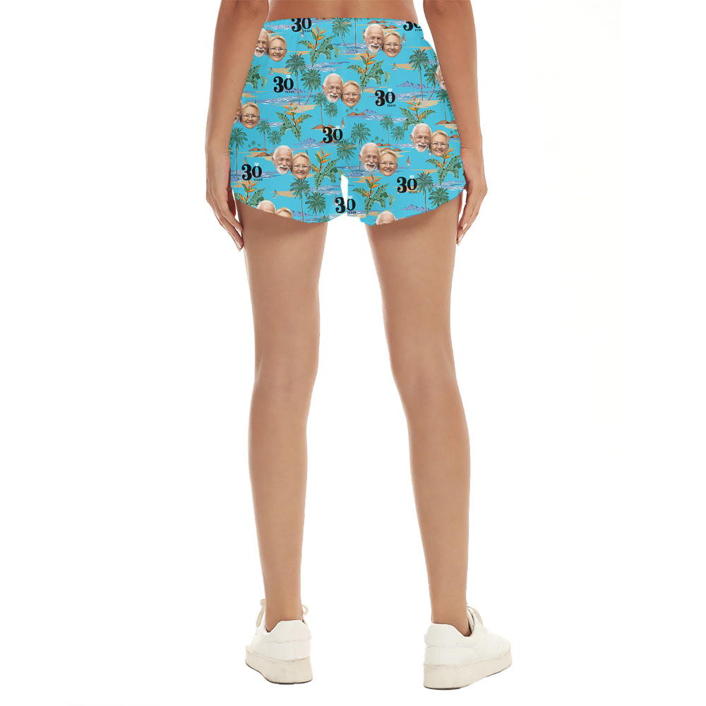 Custom Face Women Beach Shorts For Anniversary