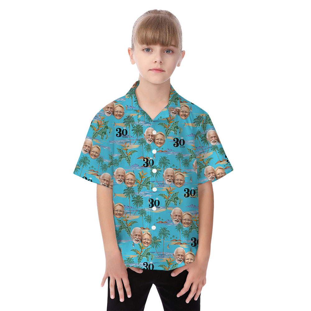 Matching Anniversary Family Hawaiian Shirt With Faces And Year