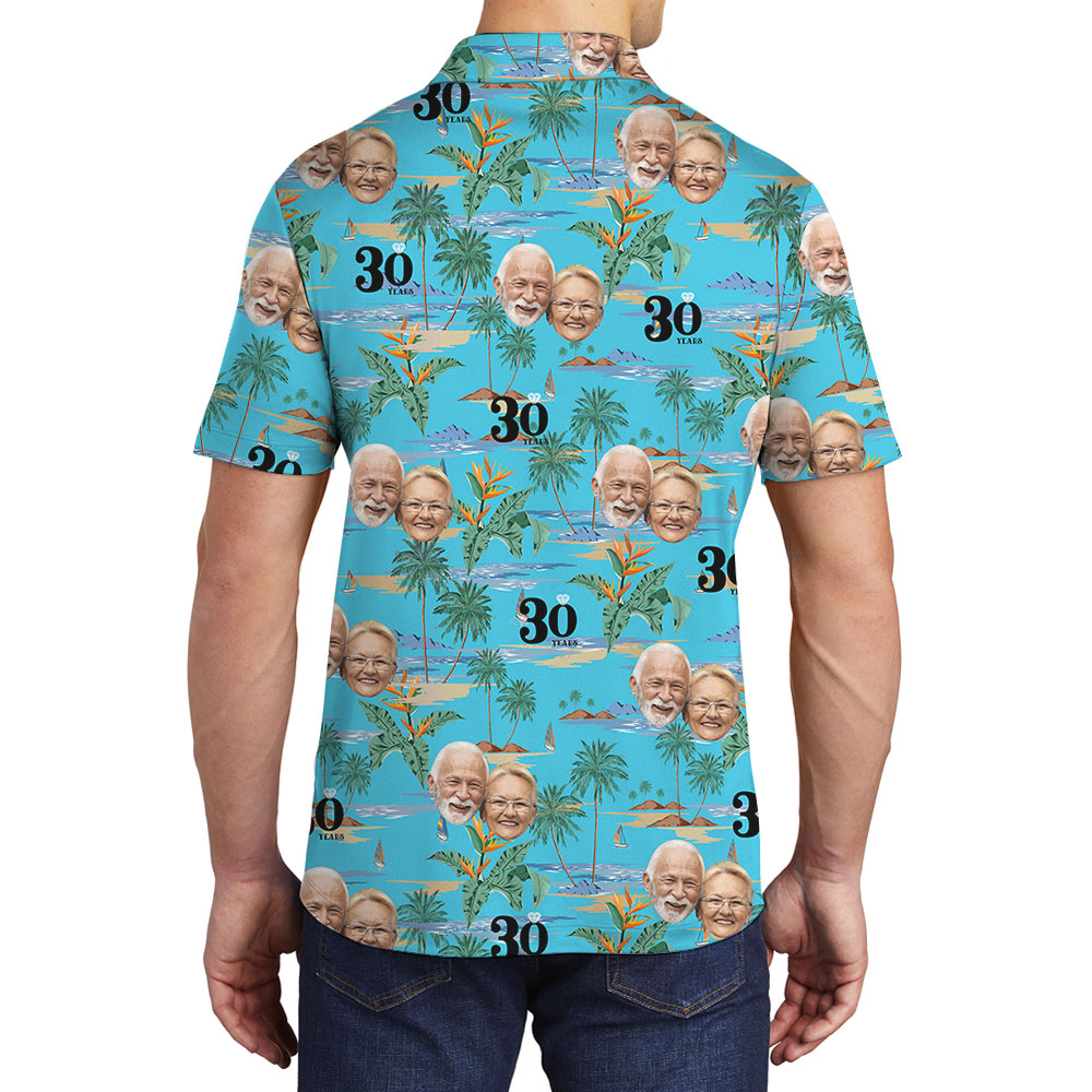 Custom Anniversary Men's Polo Shirt With Face And Year