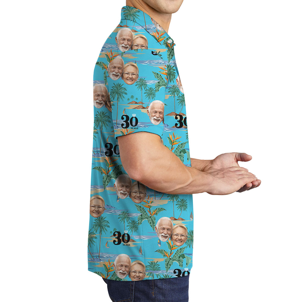Custom Anniversary Men's Polo Shirt With Face And Year