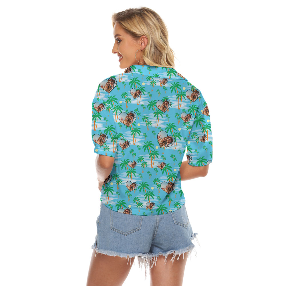 Custom Women's Hawaiian Shirt With Photo Heart