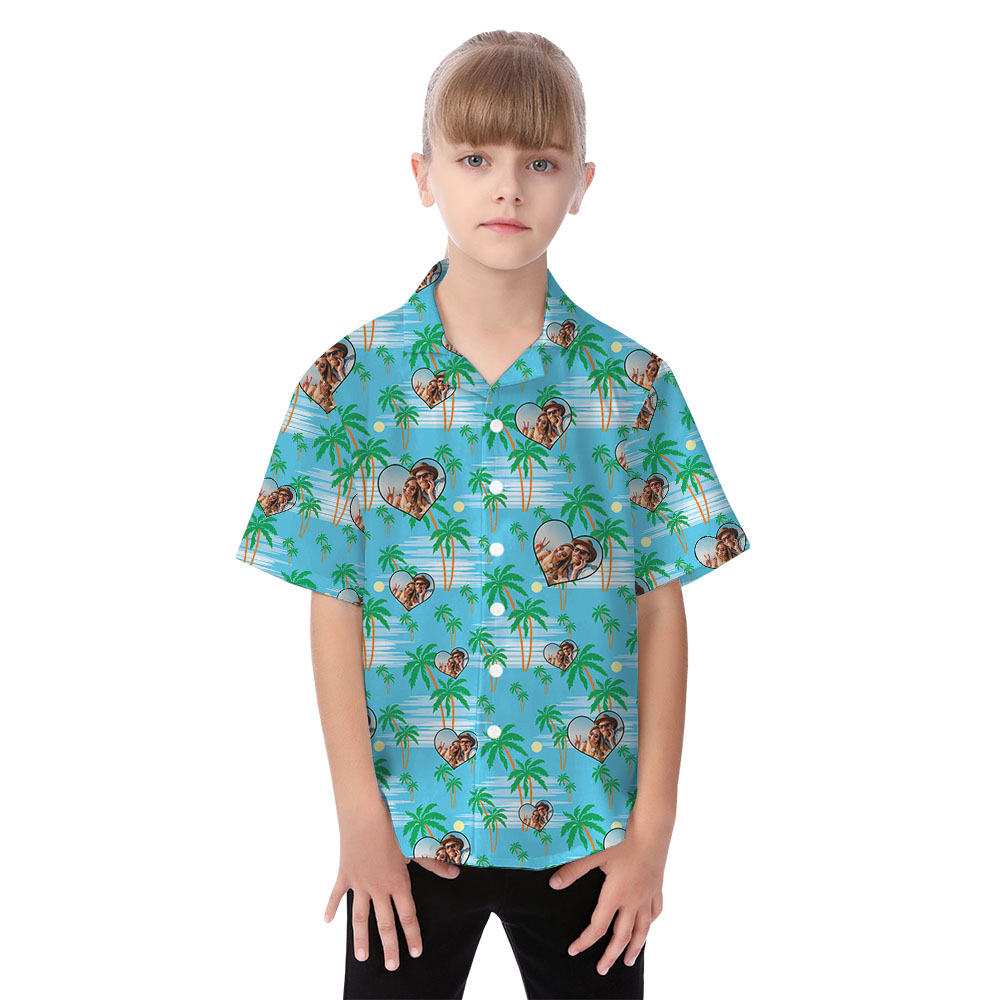 Cute Family Aloha Wear With Custom Photo In Heart