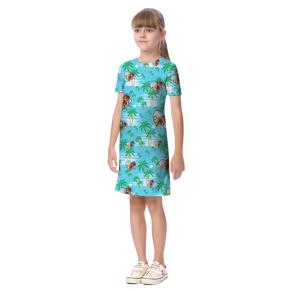 Cute Family Aloha Wear With Custom Photo In Heart
