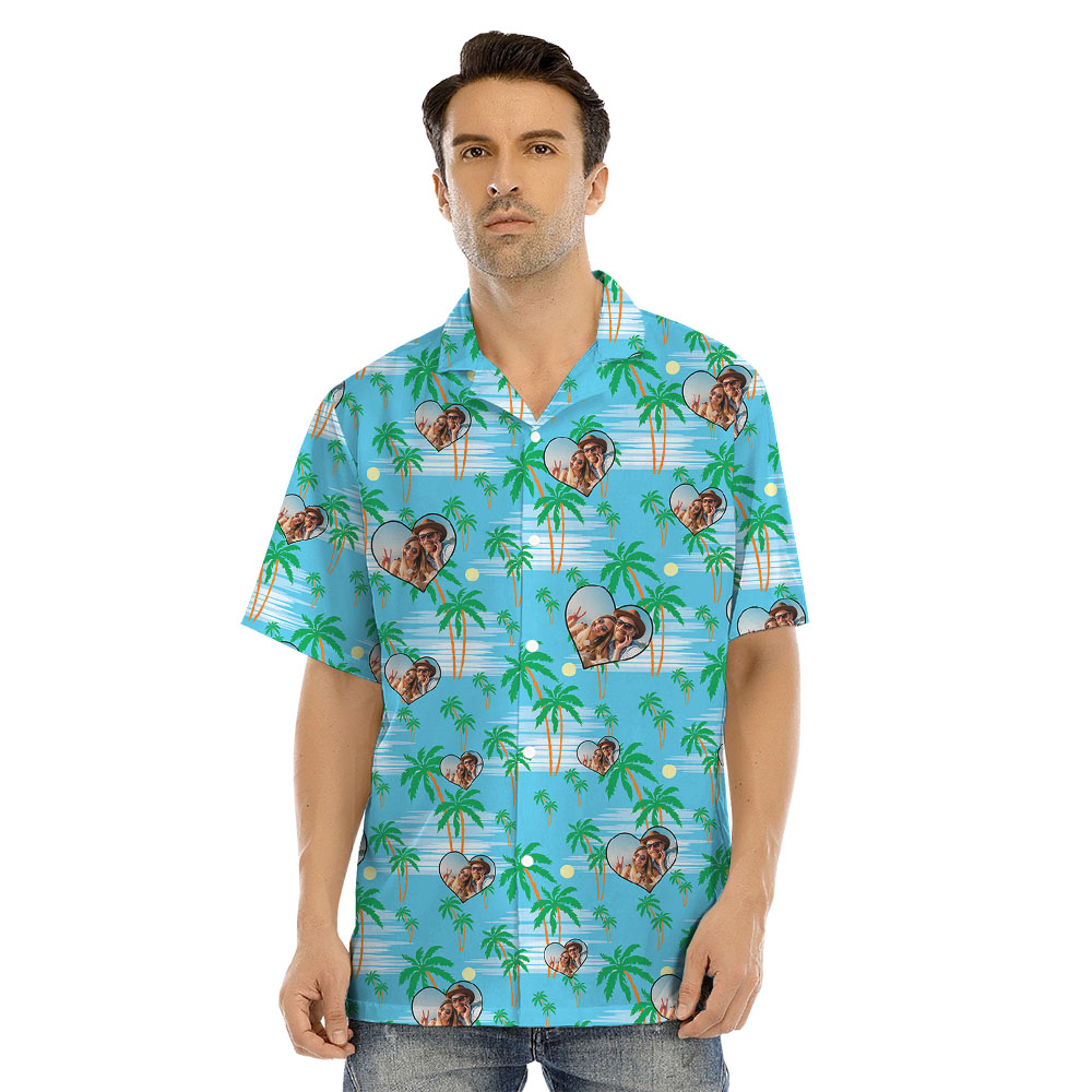 Cute Family Aloha Wear With Custom Photo In Heart