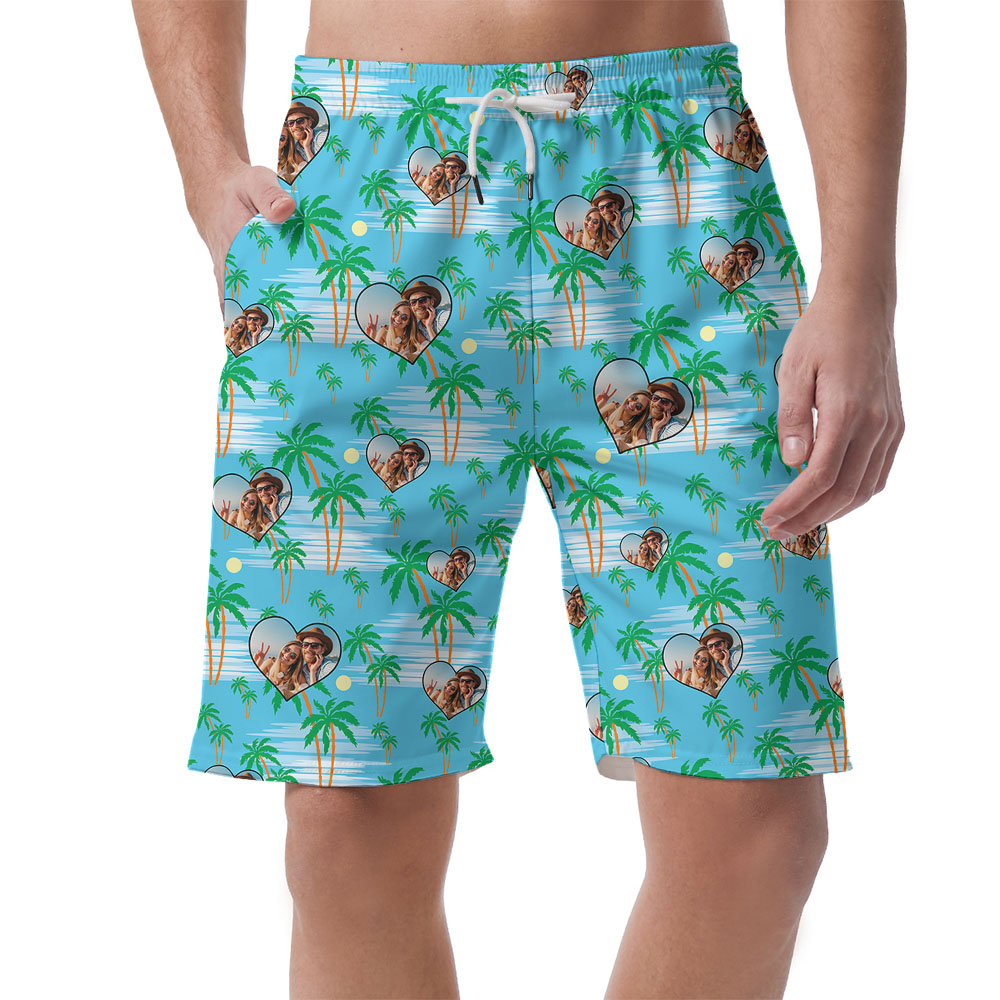 Beach Palm Tree Swim Shorts With Custom Photo Heart - variant image 1
