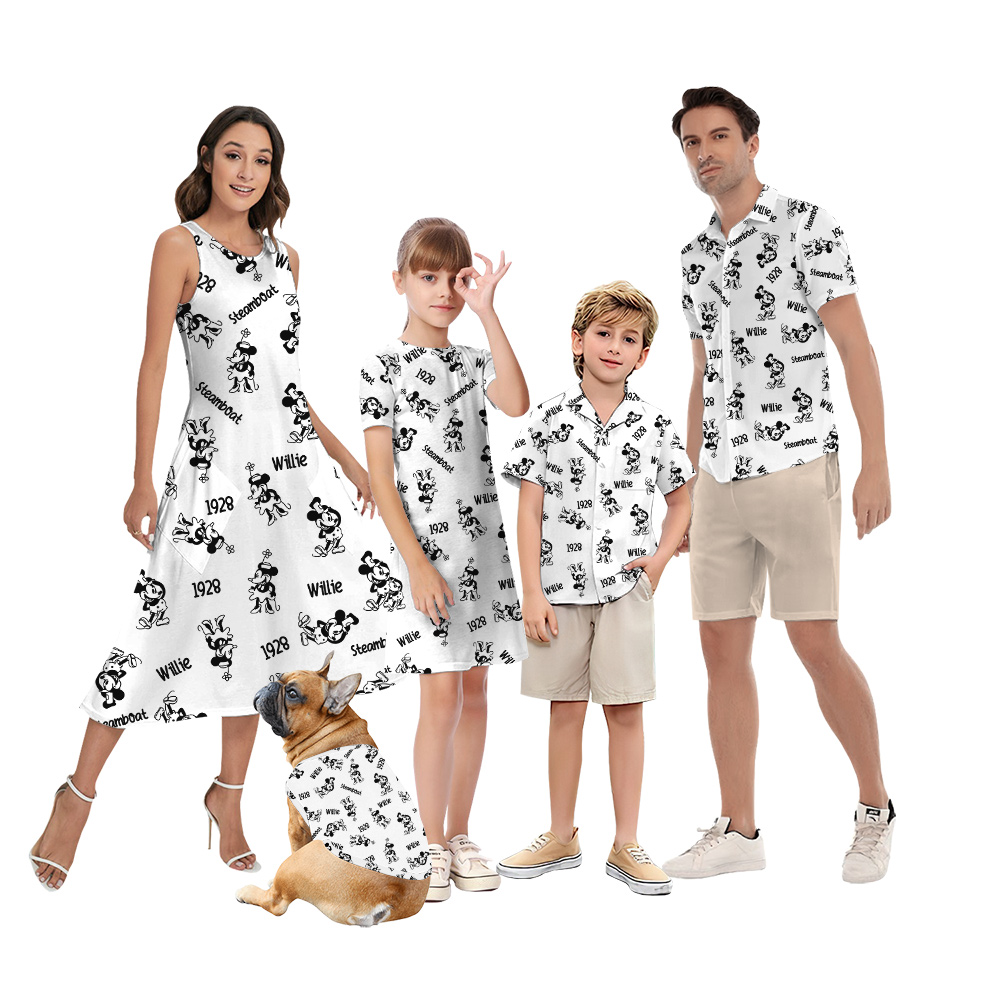 Classic Steamboat Willie Mickey Matching Family Hawaiian Outfits - variant image 1
