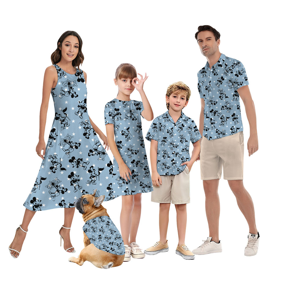 4th Of July Steamboat Willie Mickey Blue Matching Aloha Wear - variant image 1