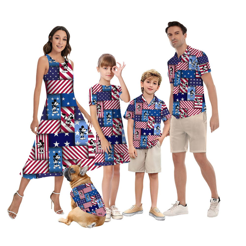 American Flag Mickey Steamboat Willie Matching Family Hawaiian Outfits - variant image 1