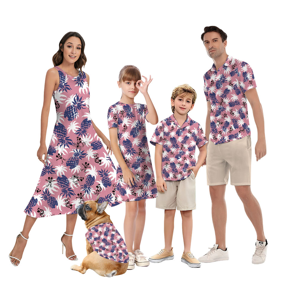 Vintage Mickey Steamboat Willie Pineapple Pink Hawaiian Matching Clothing - variant image 1