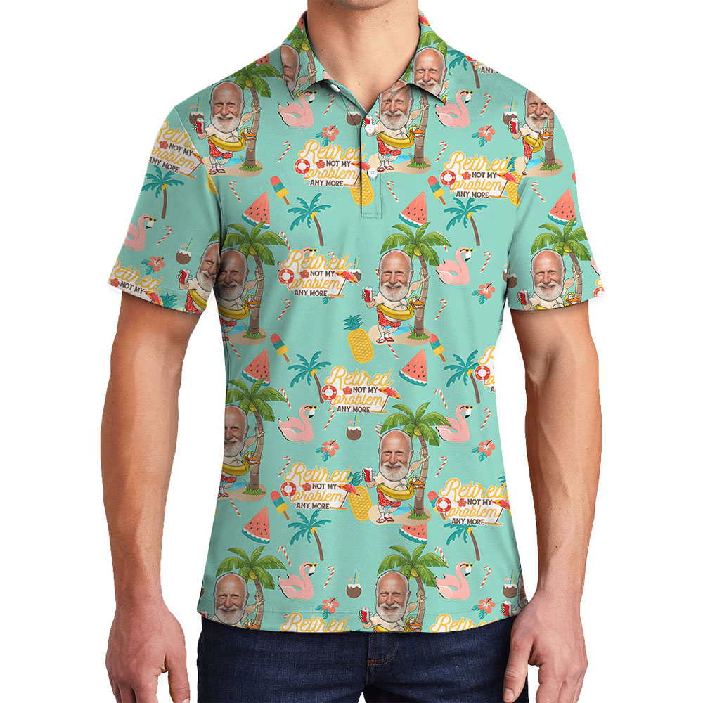 Retirement Is Not Problem Men's Golf Polos With Faces - variant image 1