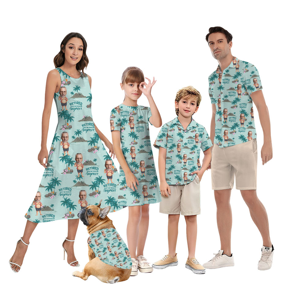 Retirement Matching Family Hawaiian Shirt And Dress With Faces - variant image 1