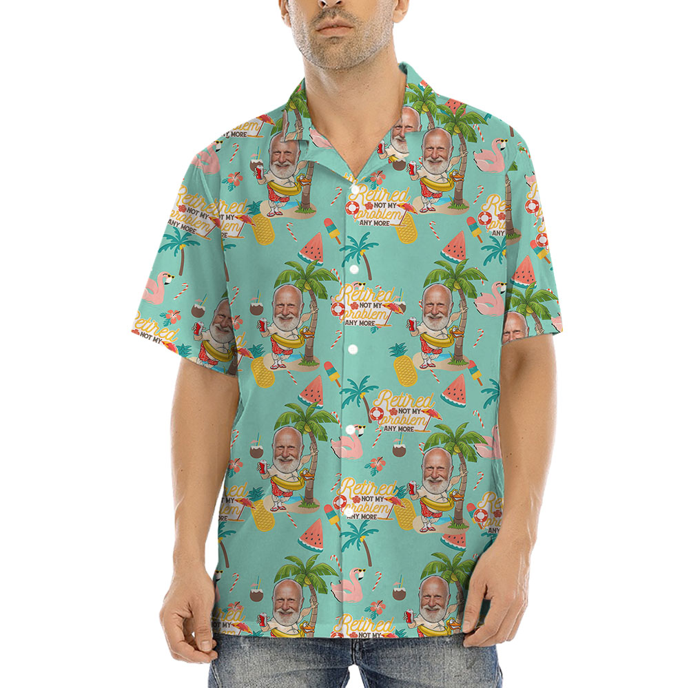 Face On Retirement Men's Hawaiian Button Up Shirt - variant image 1