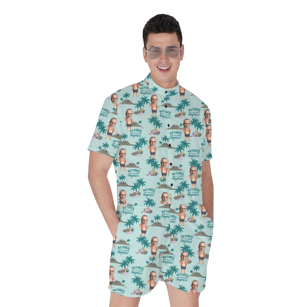 Retirement Men Beach Print Romper With Faces - variant image 1