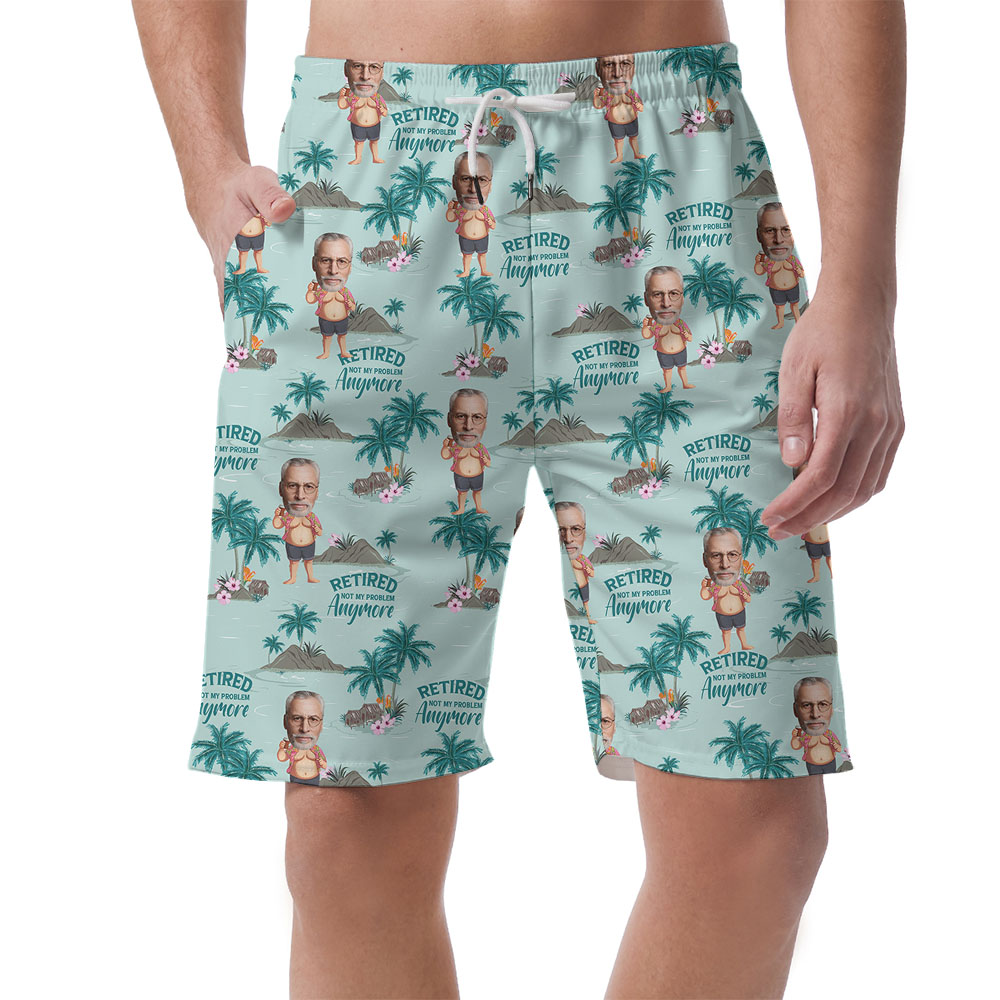 Retirement Men's Beach Shorts With Face And Beach Print - variant image 1