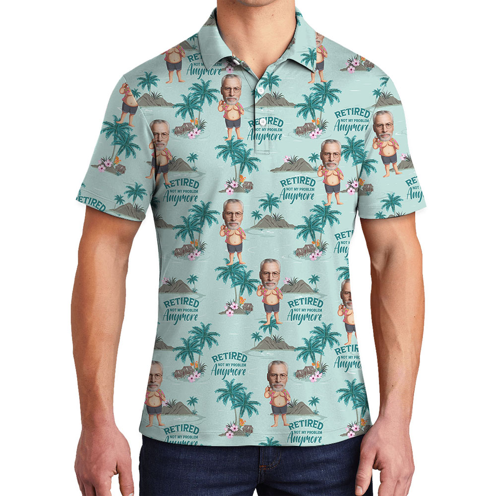 Custom Retirement Men Beach Polo Shirts With Faces - variant image 1