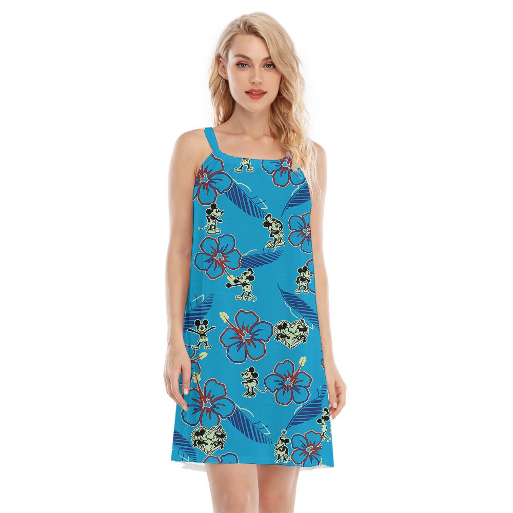 Women's Blue Hawaii Dress With Mickey Minnie Steamboat Willie - variant image 1