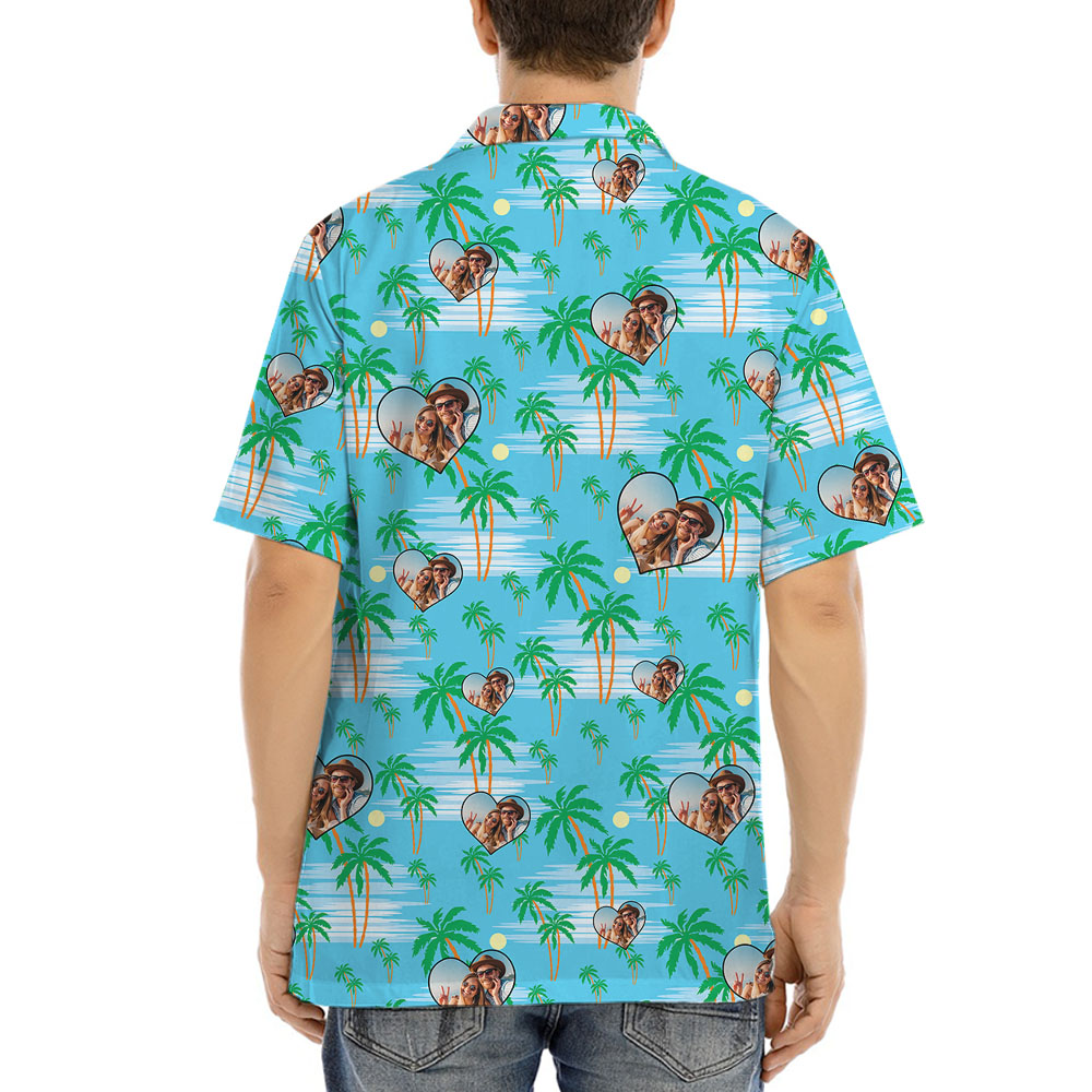 Custom Photo Heart Hawaiian Shirt For Couples