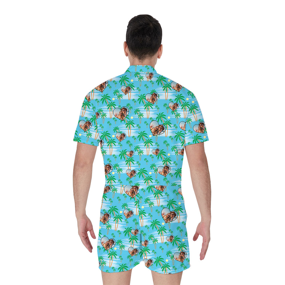 Custom Beach Men's Romper With Photo In Heart