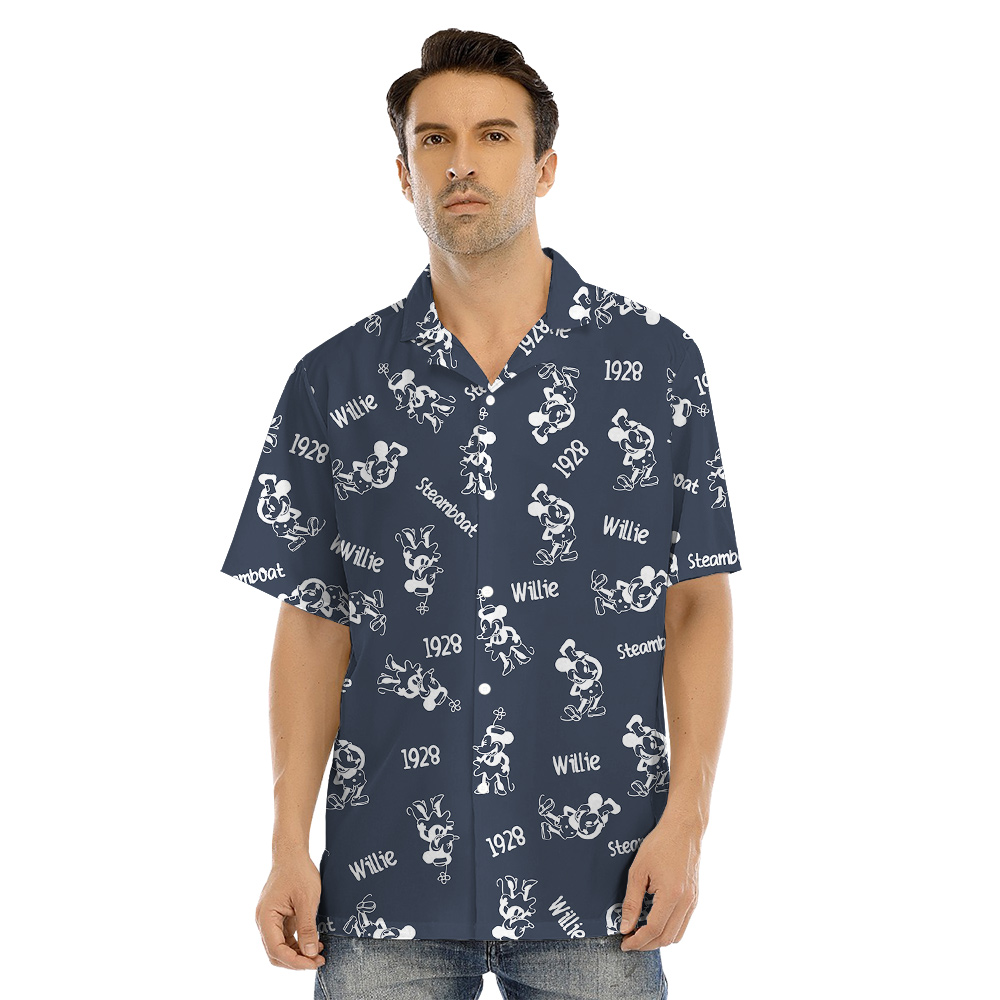 Vintage Mickey Steamboat Willie 1928 Navy Hawaiian Matching Clothing