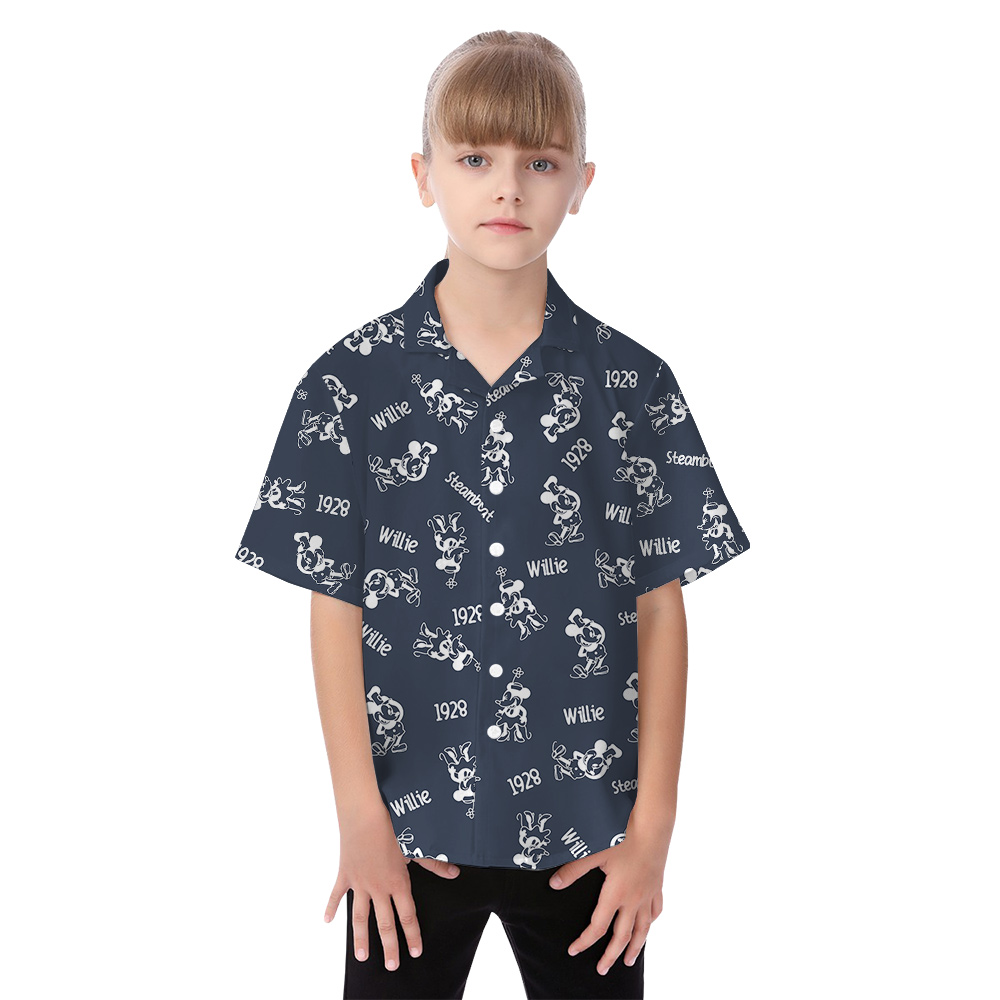 Vintage Mickey Steamboat Willie 1928 Navy Hawaiian Matching Clothing
