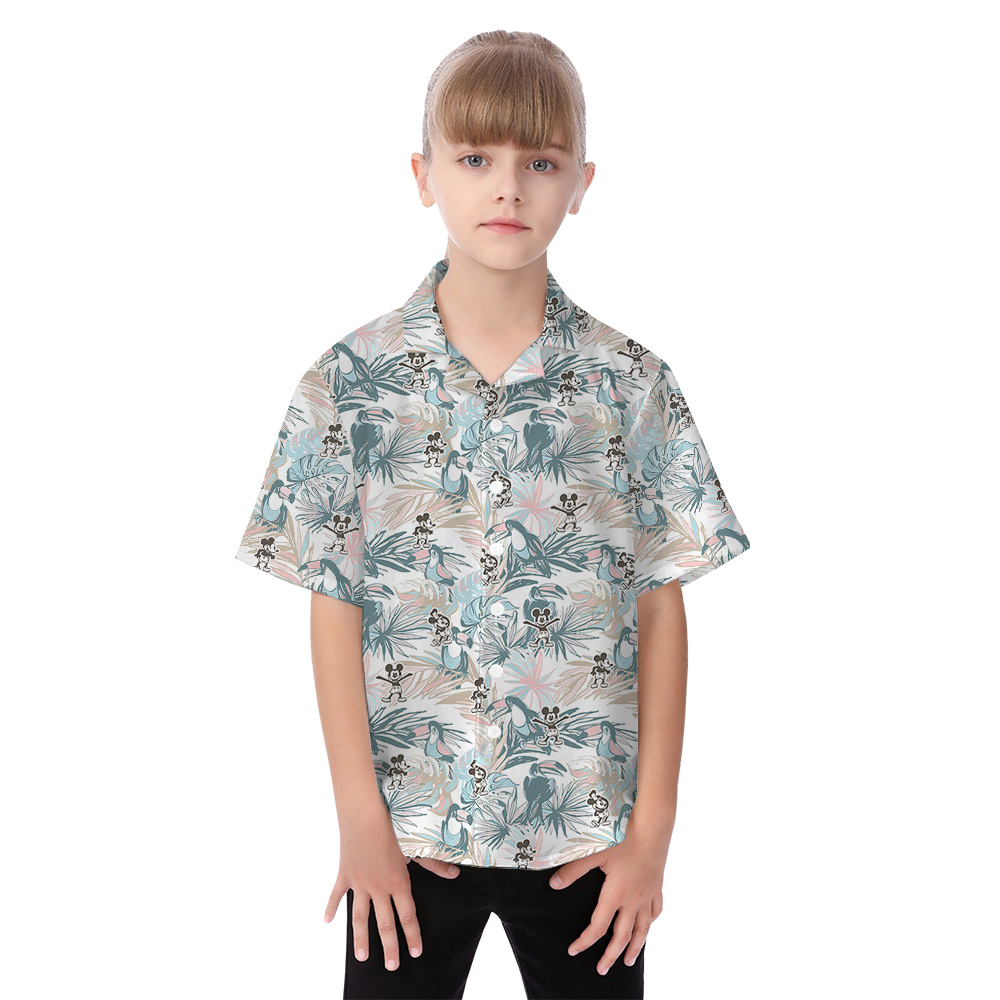 Vintage Tropical Toucan Mickey Steamboat Willie Family Aloha Wear