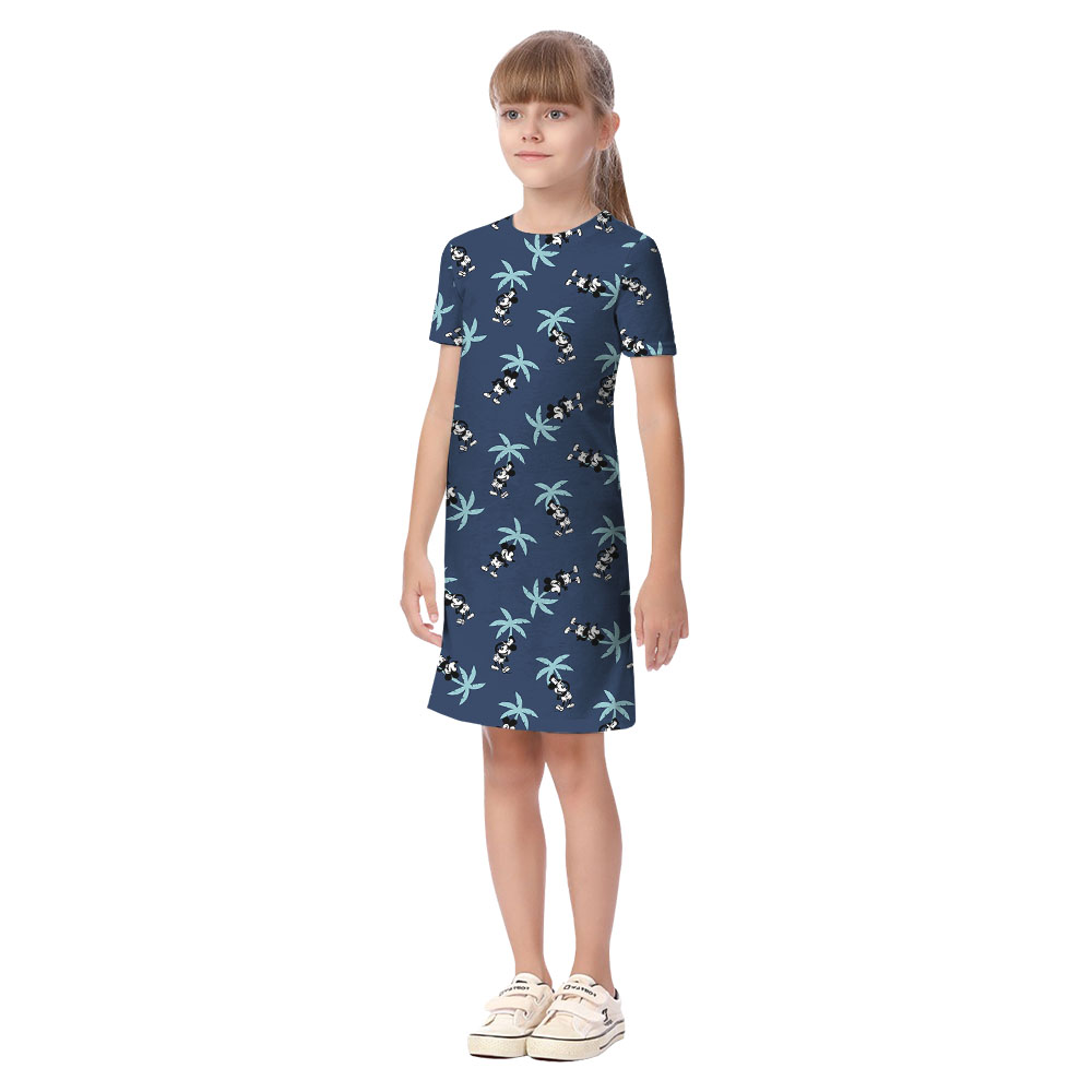 Palm Trees Mickey Steamboat Willie Navy Family Hawaiian Matching Outfits