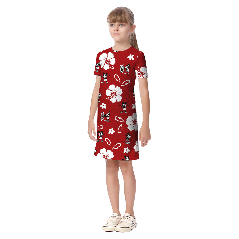 Steamboat Willie Mickey Red Hibiscus Hawaiian Clothes For Family