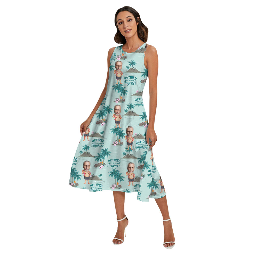 Retirement Matching Family Hawaiian Shirt And Dress With Faces