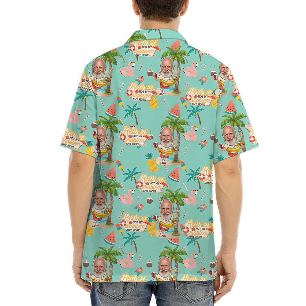 Face On Retirement Men's Hawaiian Button Up Shirt