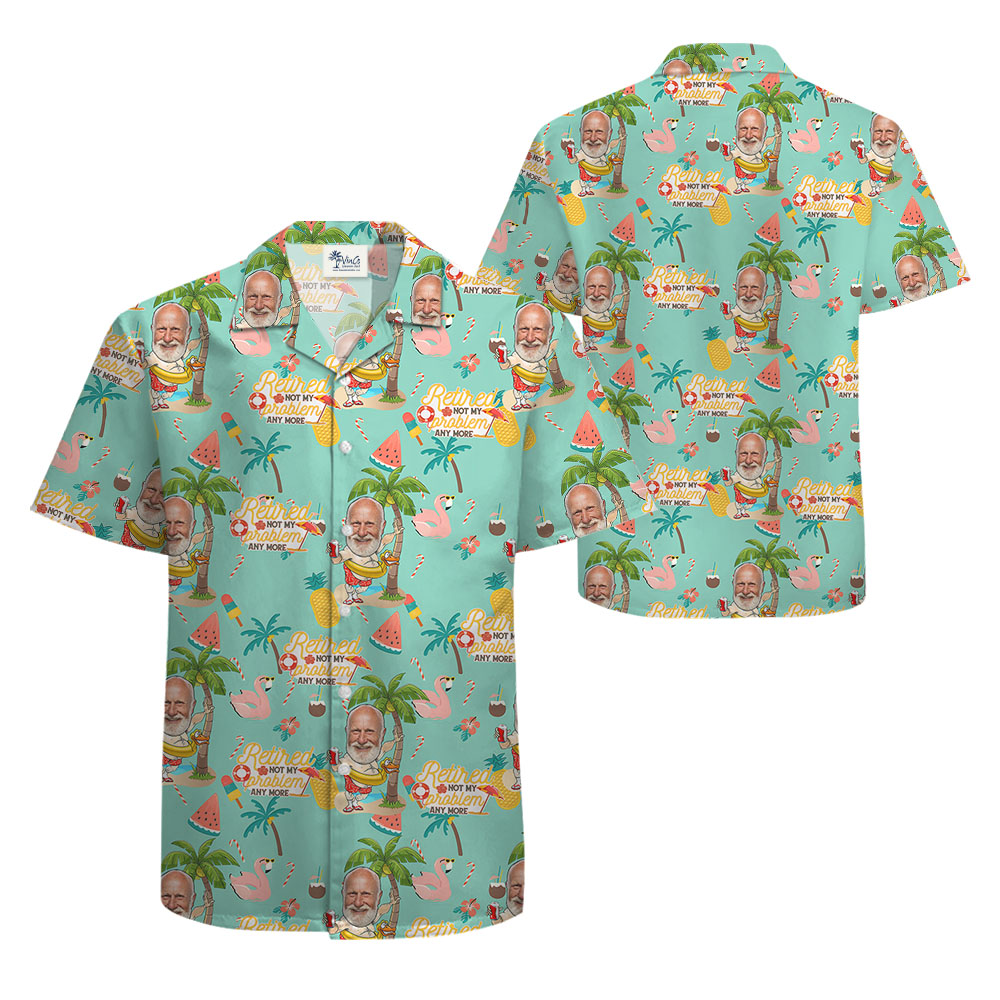 Face On Retirement Men's Hawaiian Button Up Shirt