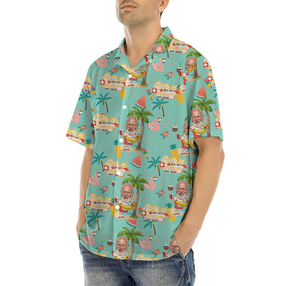 Face On Retirement Men's Hawaiian Button Up Shirt