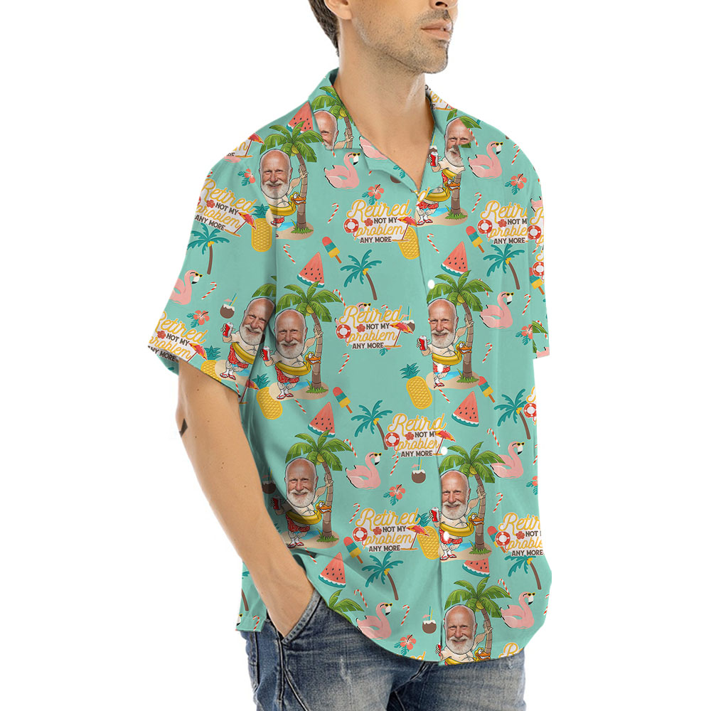 Face On Retirement Men's Hawaiian Button Up Shirt