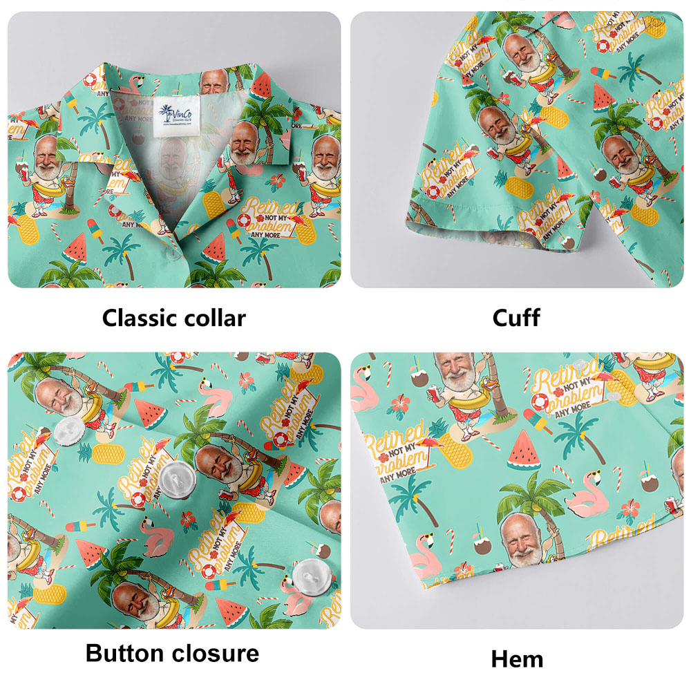Face On Retirement Men's Hawaiian Button Up Shirt