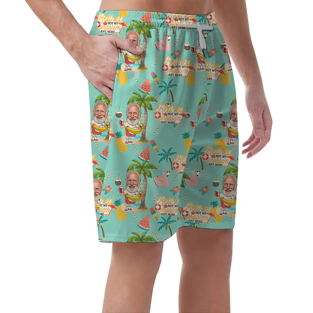 Custom Face Retirement Beach Men's Swim Shorts
